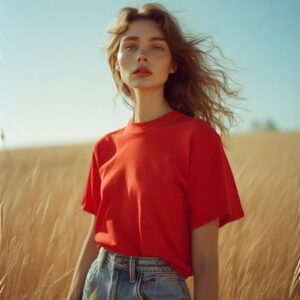 T-shirt & Geans - Red Color